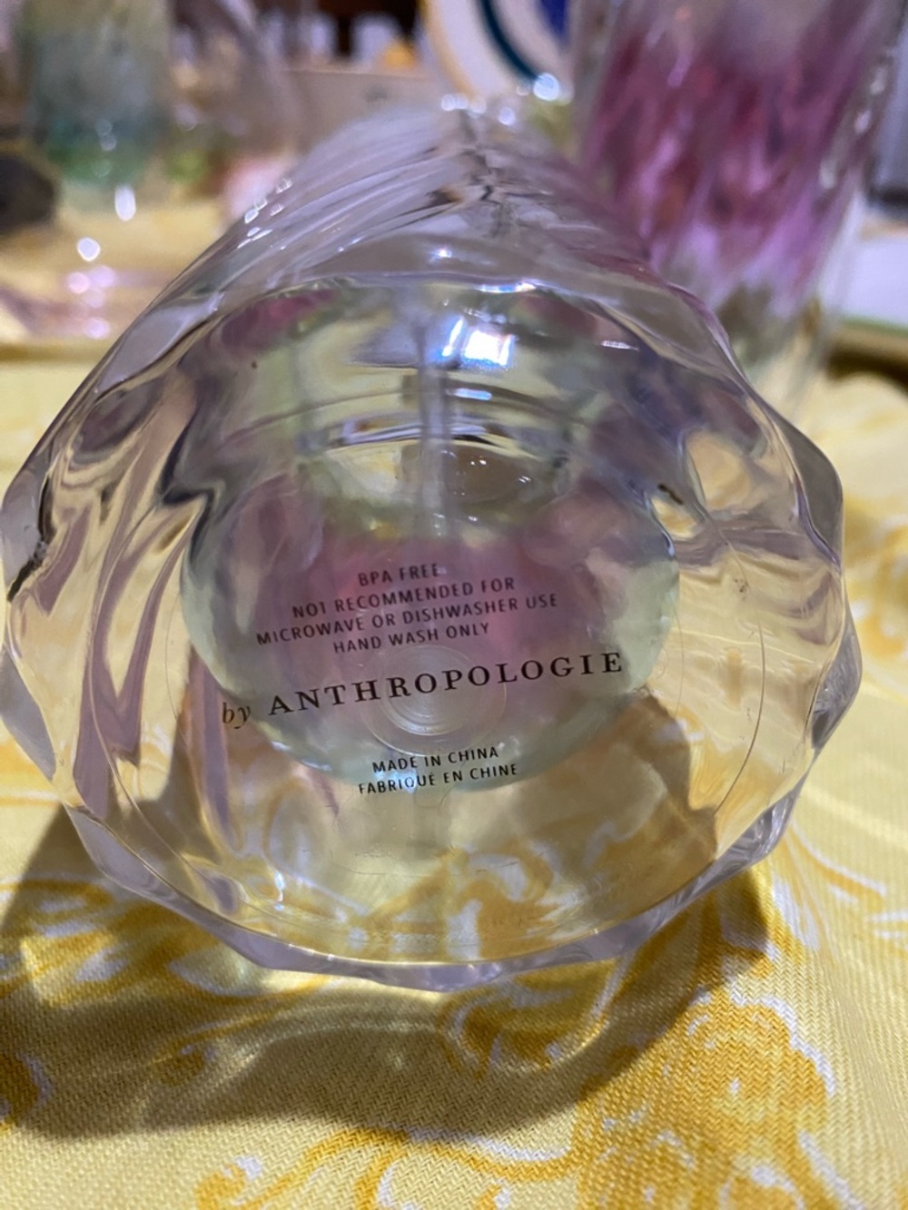Anthropologie Pink, Blue & Clear acrylic Glasses. Perfect for outdoor dining.NWT - Picture 4 of 9
